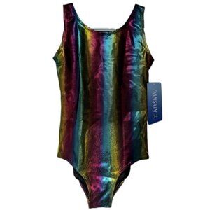Danskin multicolor rainbow metallic leotard size L (youth) NWT